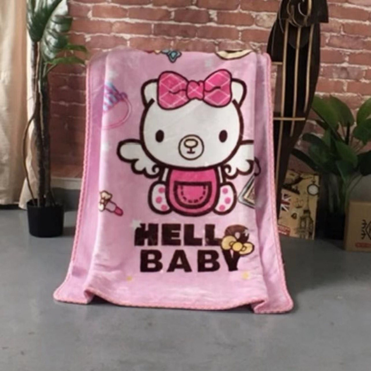 Κουβέρτα Fleece “Hello Baby” – Ροζ 100x130cm