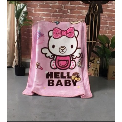 Κουβέρτα Fleece “Hello Baby” – Ροζ 100x130cm